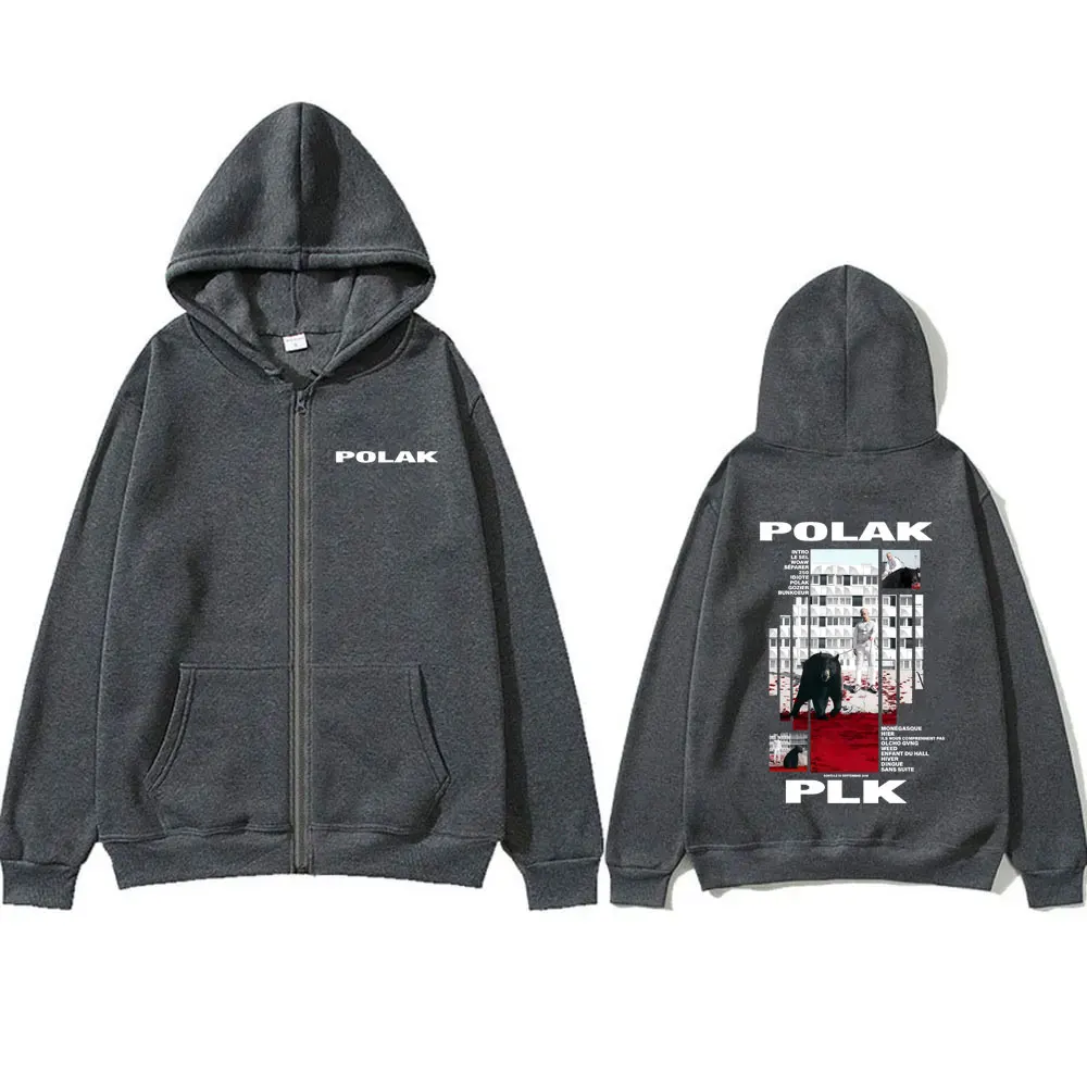 Rapper Plk Polak Print Zipper  - đánh giá và giá Mens Fashion Zip Up Hoodies