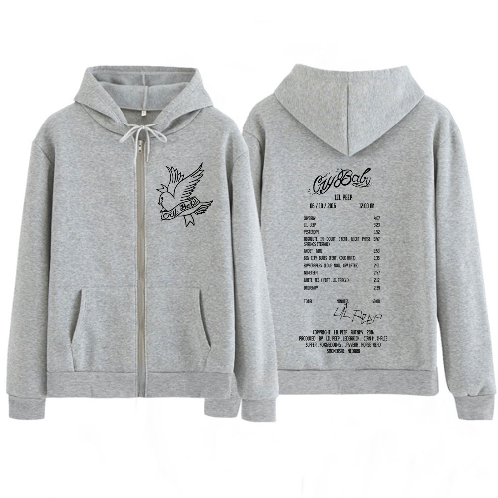 Rapper Lil Peep Cry Baby Album - đánh giá và giá Mens Fashion Zip Up Hoodies