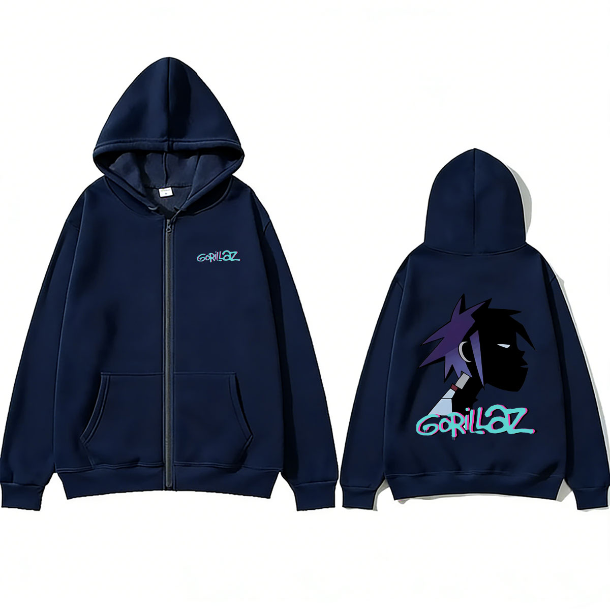 Rock Band Gorillaz Face Graphi - đánh giá và giá Mens Fashion Zip Up Hoodies