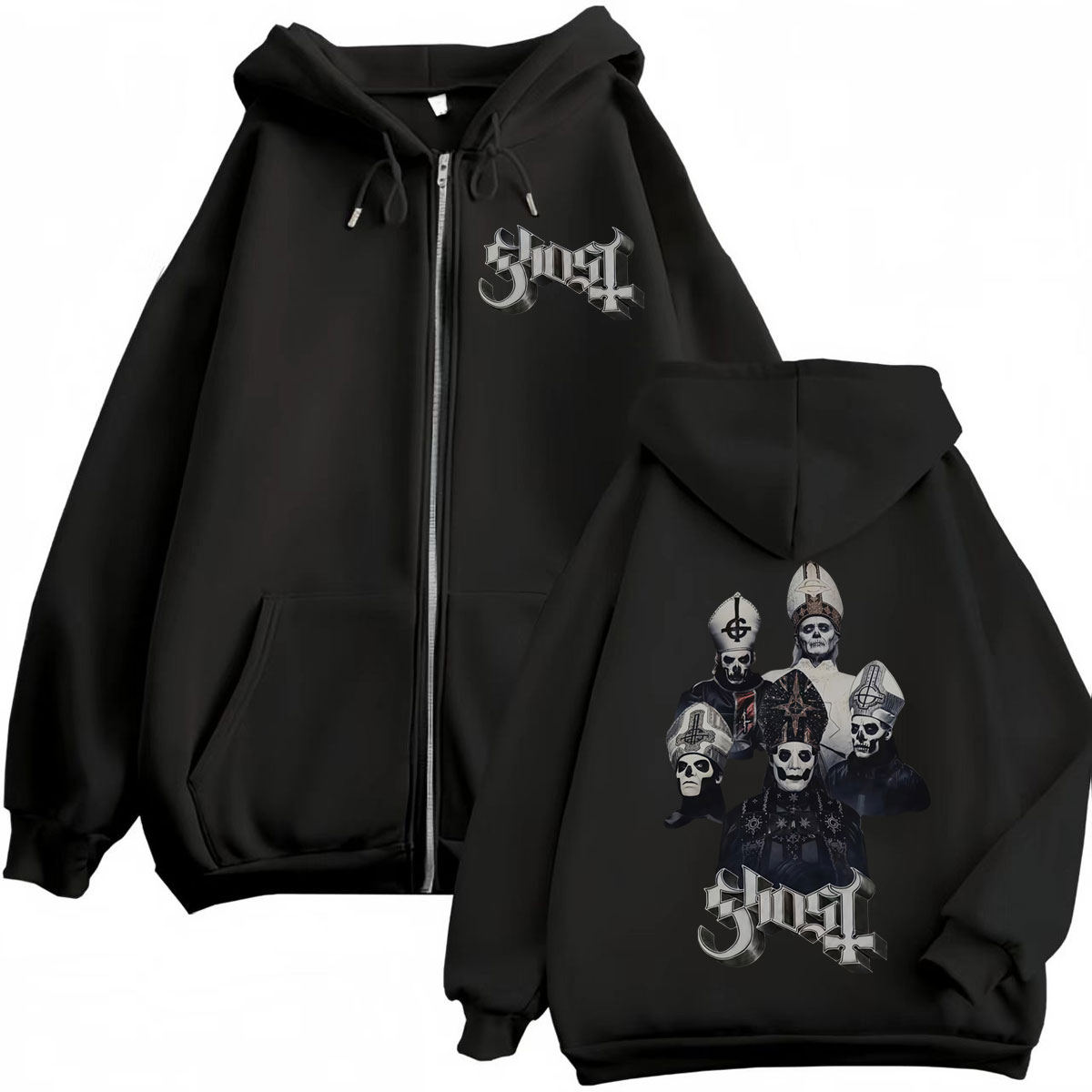 Hot Sale Ghost Band Zipper Hoo - đánh giá và giá Mens Fashion Zip Up Hoodies
