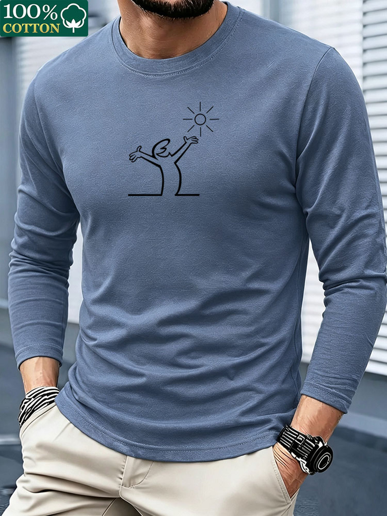 Men 100% Cotton Long Sleeve T  - đánh giá và giá Men'S Fashion T Shirts