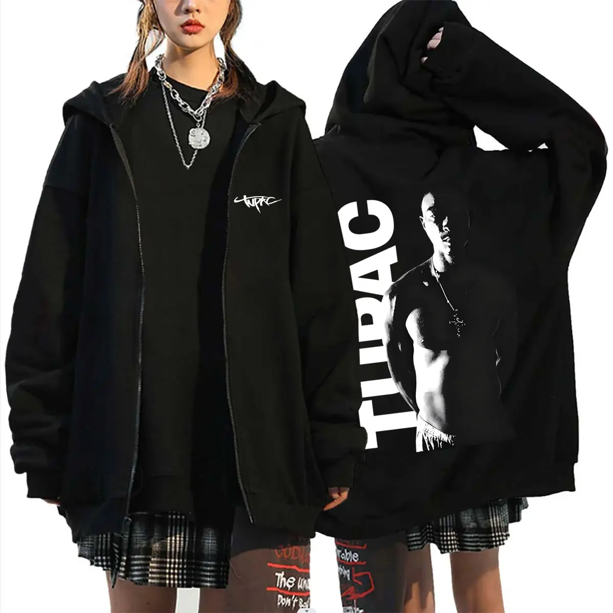 Rapper Tupac 2pac Zipper Hoodi - đánh giá và giá Mens Fashion Zip Up Hoodies